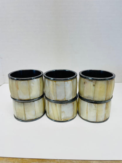 MOTHER OF PEARL NAPKIN RING HOLDER SET OF 6