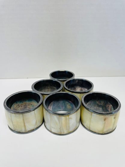 MOTHER OF PEARL NAPKIN RING HOLDER SET OF 6