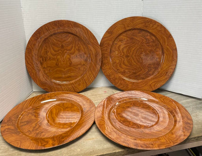 VINTAGE CENTRUM FAUX BURLWOOD CHARGER SET OF 4