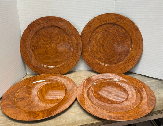 VINTAGE CENTRUM FAUX BURLWOOD CHARGER SET OF 4