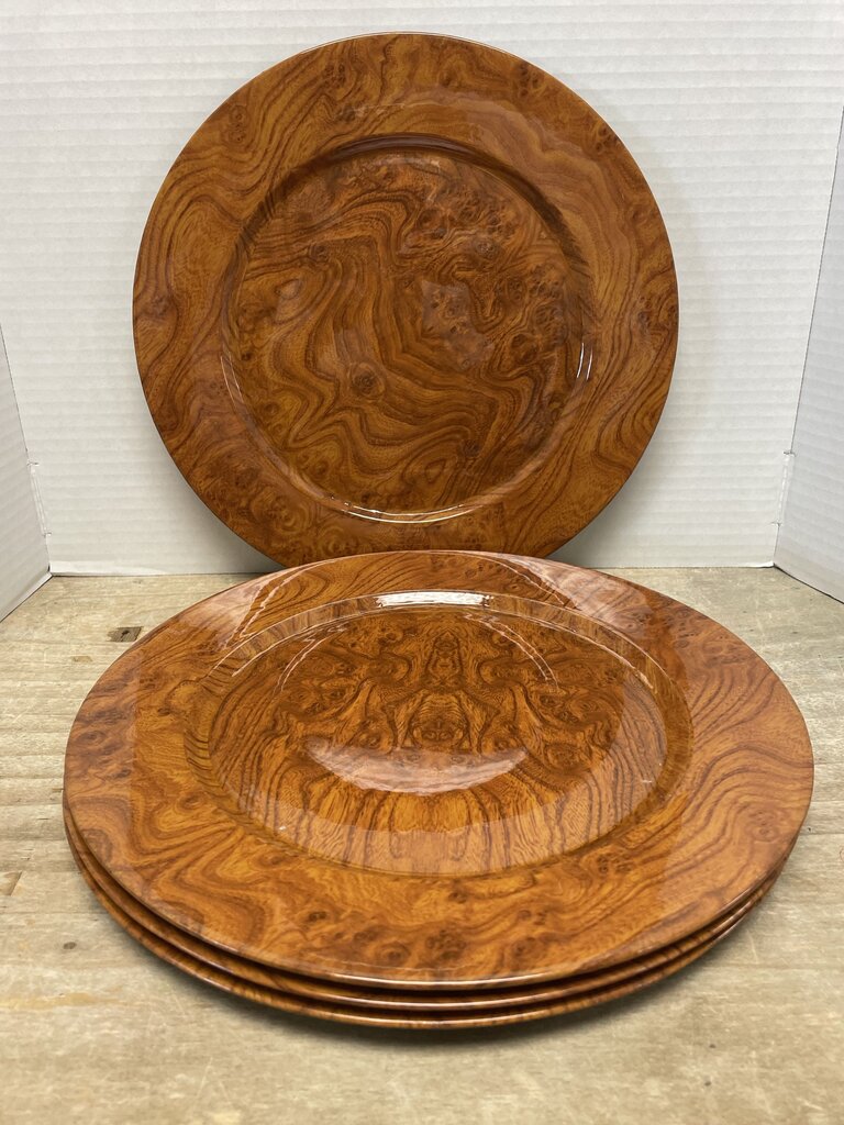 VINTAGE CENTRUM FAUX BURLWOOD CHARGER SET OF 4