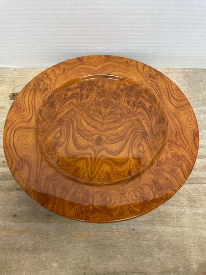 VINTAGE CENTRUM FAUX BURLWOOD CHARGER SET OF 4