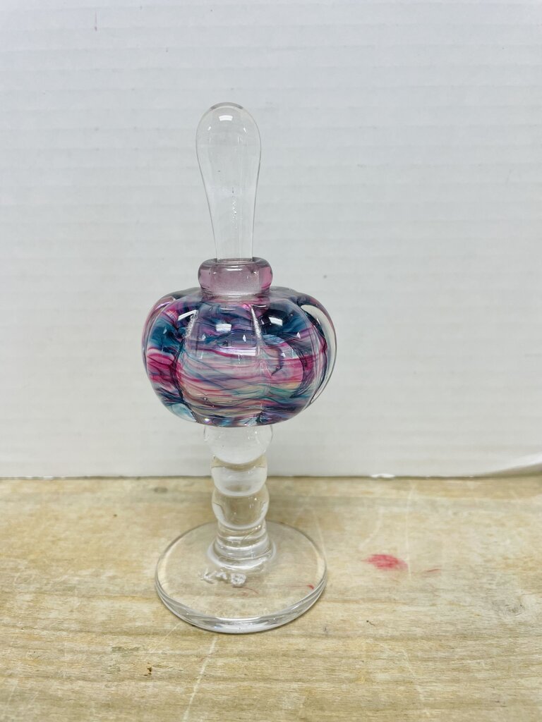 TWB SIGNED PERFUME BOTTLE PINK AND BLUE SWIRL