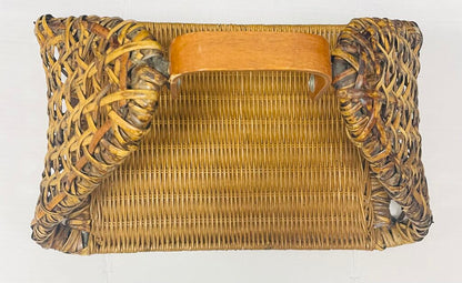 VINTAGE FRENCH COUNTRYSIDE WOVEN WICKER FLOWER BASKET
