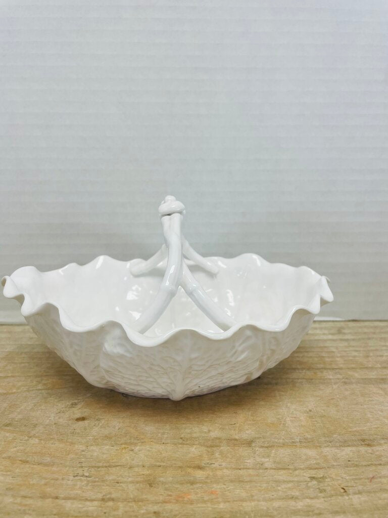 SPODE WHITE BONE CHINA RUFFLE EDGE CABBAGE LEAF BOWL 8"6"2.5"