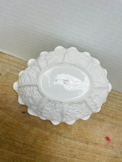 SPODE WHITE BONE CHINA RUFFLE EDGE CABBAGE LEAF BOWL 8"6"2.5"