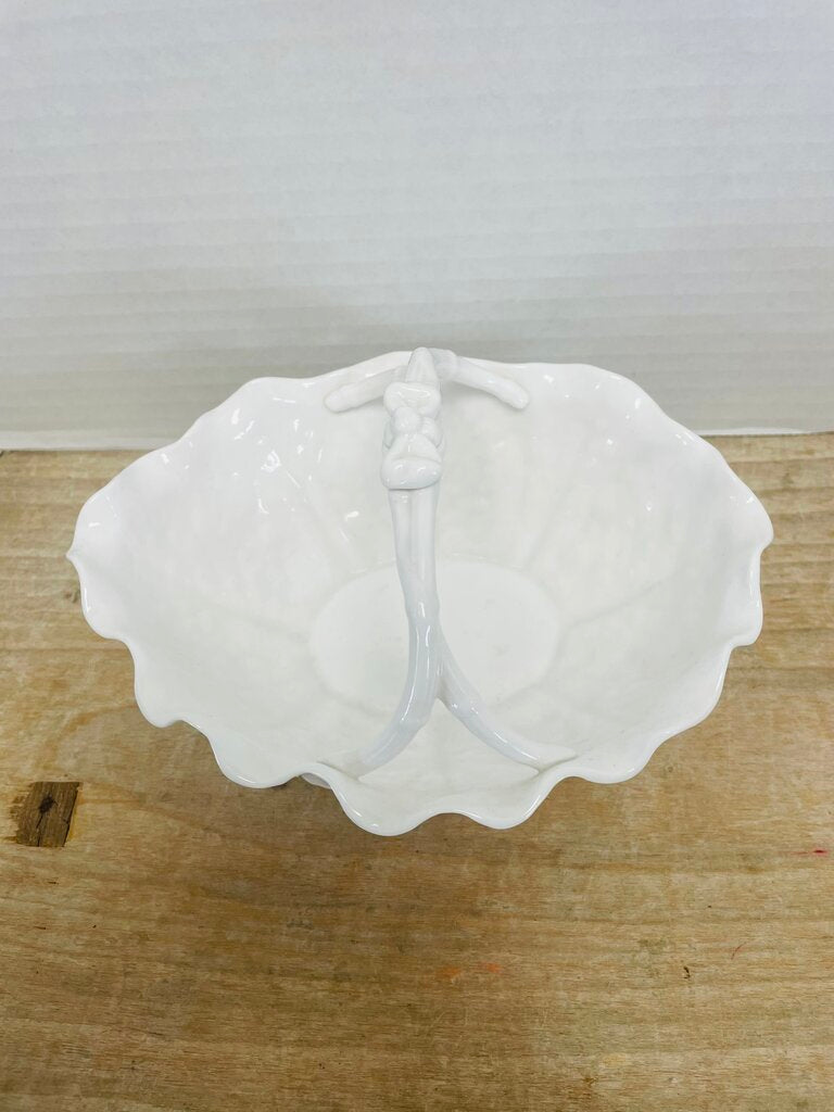 SPODE WHITE BONE CHINA RUFFLE EDGE CABBAGE LEAF BOWL 8"6"2.5"
