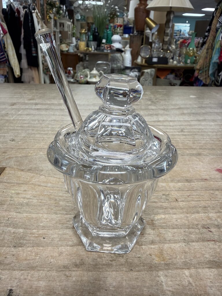 BACCARAT MISSOURI MUSTARD JAR W/ SPOON