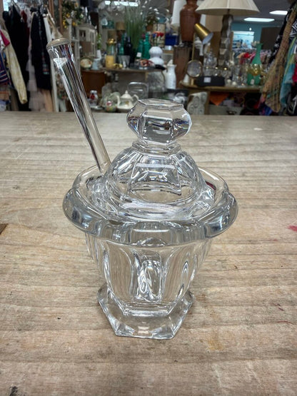 BACCARAT MISSOURI MUSTARD JAR W/ SPOON