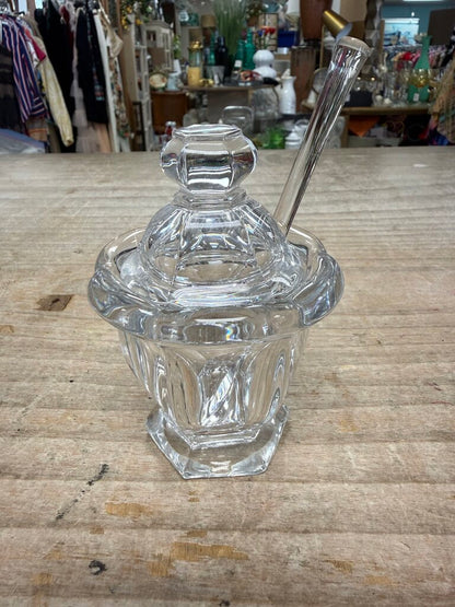BACCARAT MISSOURI MUSTARD JAR W/ SPOON