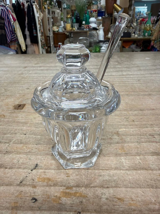 BACCARAT MISSOURI MUSTARD JAR W/ SPOON