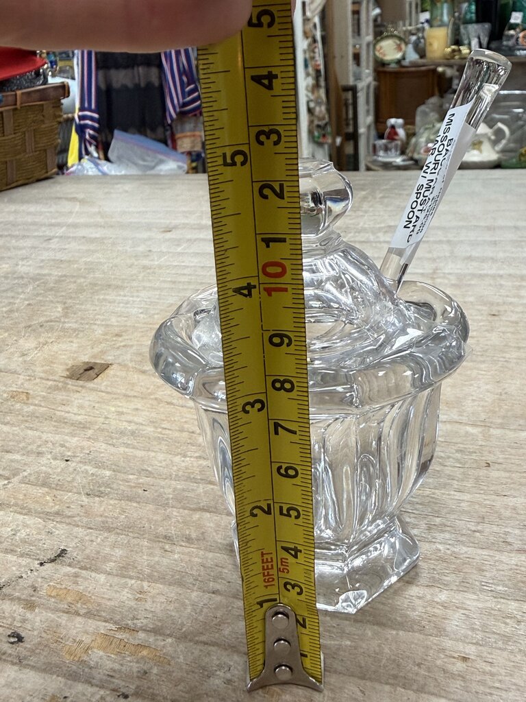 BACCARAT MISSOURI MUSTARD JAR W/ SPOON