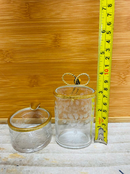 VINTAGE GOLD RIMMED ASHTRAY AND MATCHSTICK HOLDER