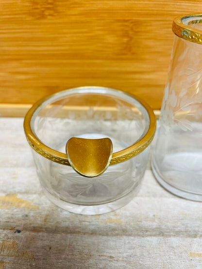 VINTAGE GOLD RIMMED ASHTRAY AND MATCHSTICK HOLDER