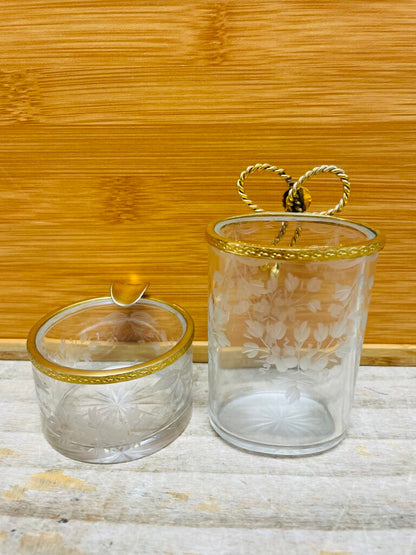 VINTAGE GOLD RIMMED ASHTRAY AND MATCHSTICK HOLDER