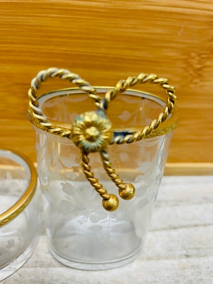 VINTAGE GOLD RIMMED ASHTRAY AND MATCHSTICK HOLDER