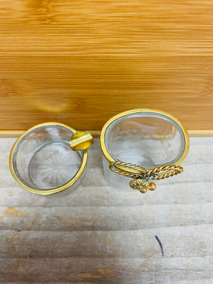 VINTAGE GOLD RIMMED ASHTRAY AND MATCHSTICK HOLDER