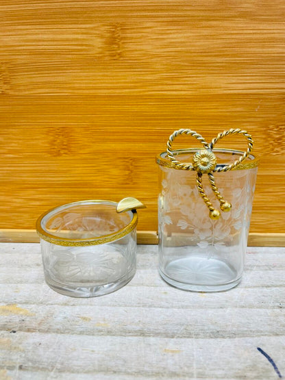 VINTAGE GOLD RIMMED ASHTRAY AND MATCHSTICK HOLDER