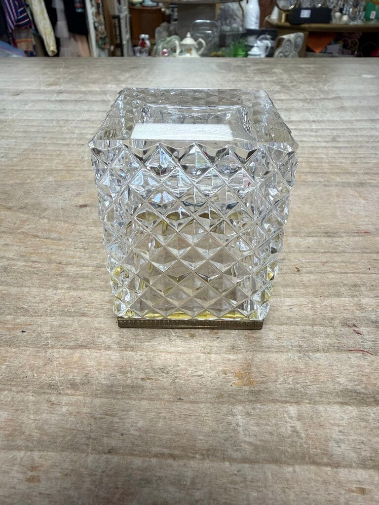 SQUARE FRENCH CRYSTAL VESSEL W/ GILT MOUNTS