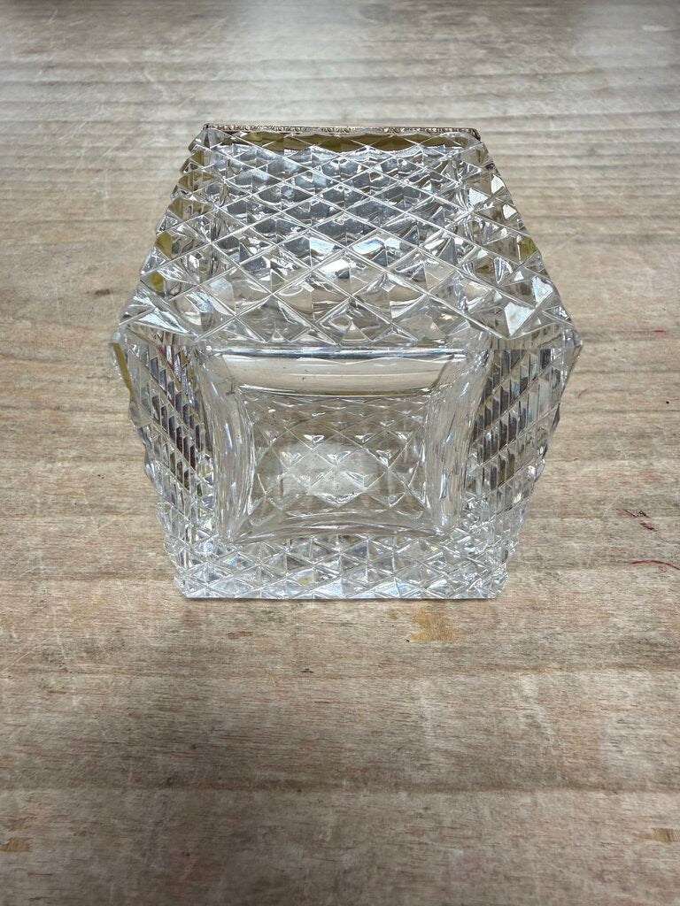 SQUARE FRENCH CRYSTAL VESSEL W/ GILT MOUNTS