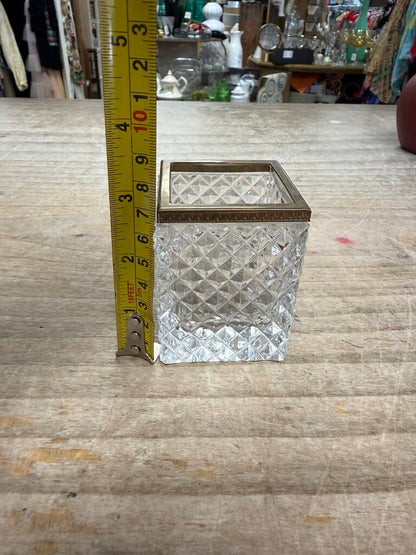 SQUARE FRENCH CRYSTAL VESSEL W/ GILT MOUNTS