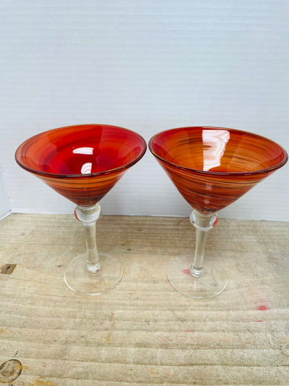 HAND BLOWN RED MARTINI GLASS AND SHAKER SET OF 3