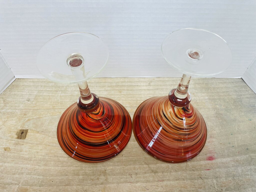 HAND BLOWN RED MARTINI GLASS AND SHAKER SET OF 3
