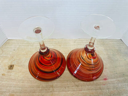 HAND BLOWN RED MARTINI GLASS AND SHAKER SET OF 3
