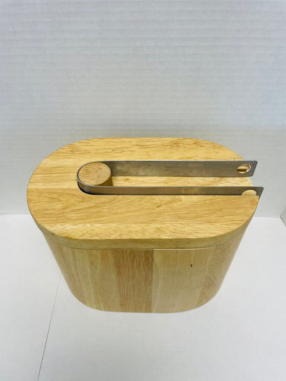 WOODEN ICE BUCKET W/ TONGS