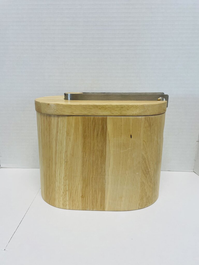 WOODEN ICE BUCKET W/ TONGS