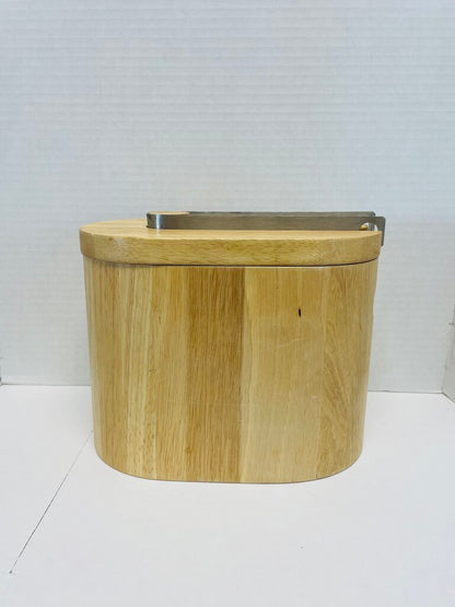WOODEN ICE BUCKET W/ TONGS