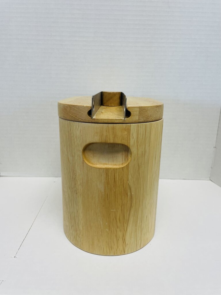 WOODEN ICE BUCKET W/ TONGS