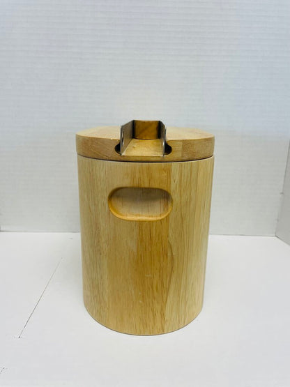 WOODEN ICE BUCKET W/ TONGS