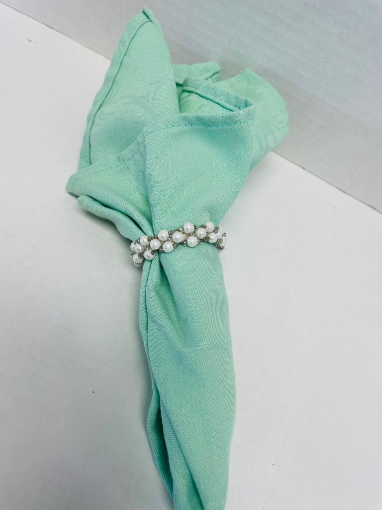 PEARL AND METAL NAPKIN RING SET OF 6