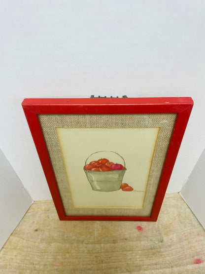 SIGNED WATERCOLOR RED APPLE WALL ART