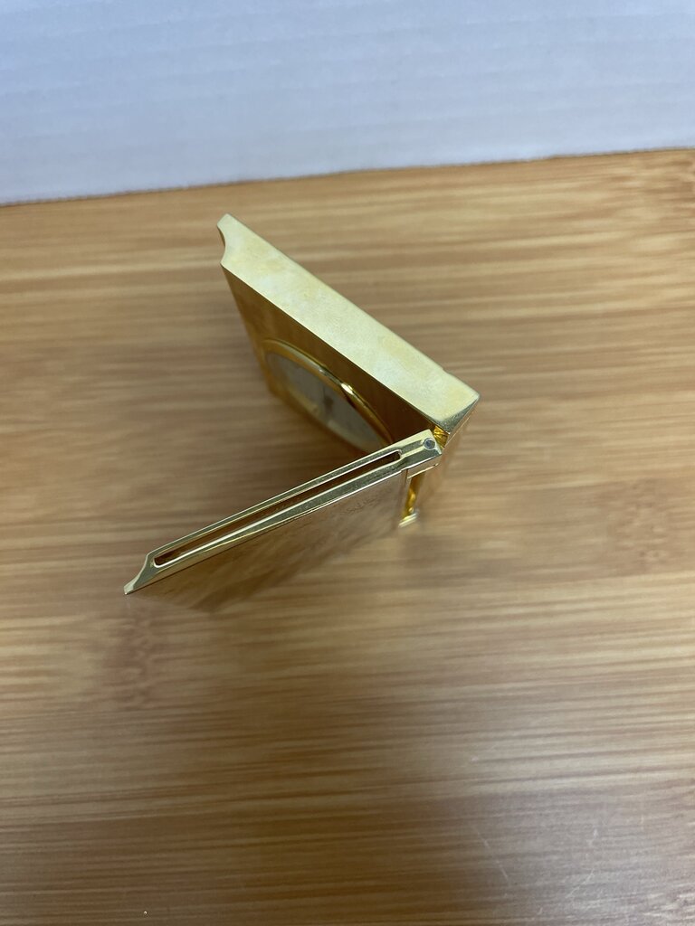 HARRODS SOLID BRASS MINIATURE FOLDABLE CLOCK 2.25" TALL