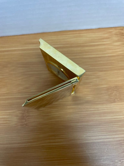 HARRODS SOLID BRASS MINIATURE FOLDABLE CLOCK 2.25" TALL