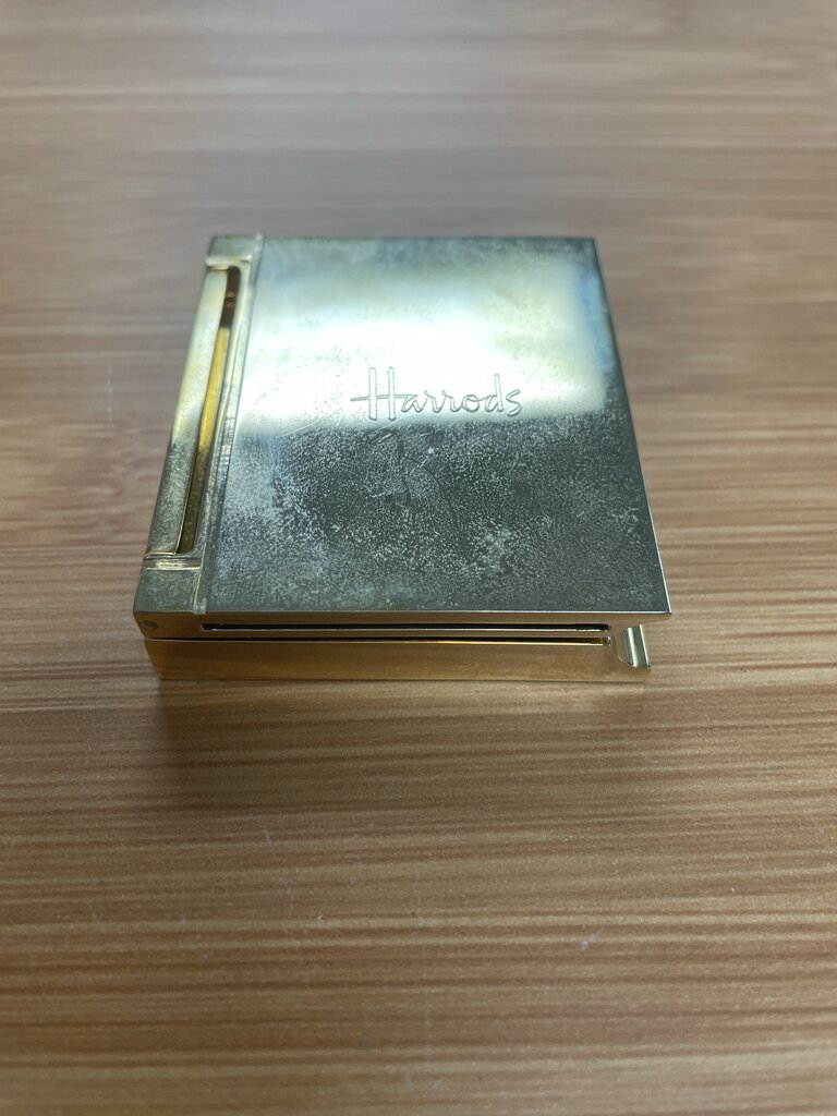 HARRODS SOLID BRASS MINIATURE FOLDABLE CLOCK 2.25" TALL