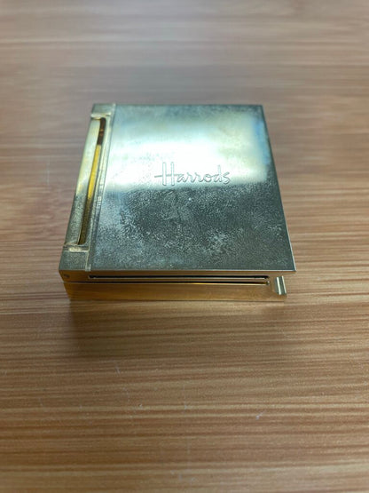 HARRODS SOLID BRASS MINIATURE FOLDABLE CLOCK 2.25" TALL