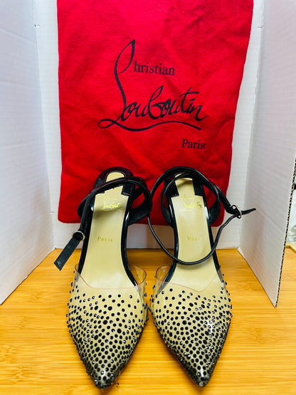 CHRISTIAN LOUBOUTIN PARIS BLACK SPIKAQUEEN RED BOTTOM HEELS