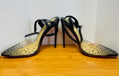 CHRISTIAN LOUBOUTIN PARIS BLACK SPIKAQUEEN RED BOTTOM HEELS