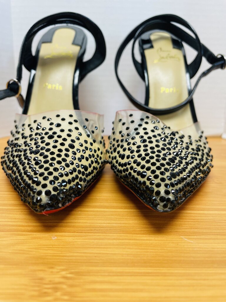 CHRISTIAN LOUBOUTIN PARIS BLACK SPIKAQUEEN RED BOTTOM HEELS