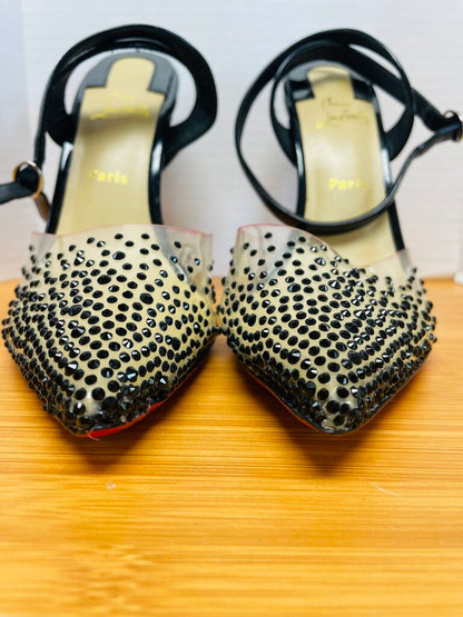CHRISTIAN LOUBOUTIN PARIS BLACK SPIKAQUEEN RED BOTTOM HEELS