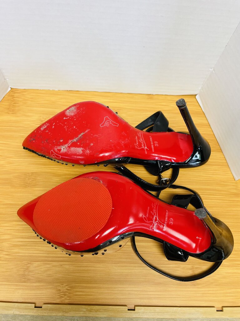 CHRISTIAN LOUBOUTIN PARIS BLACK SPIKAQUEEN RED BOTTOM HEELS