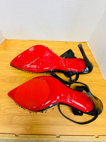 CHRISTIAN LOUBOUTIN PARIS BLACK SPIKAQUEEN RED BOTTOM HEELS