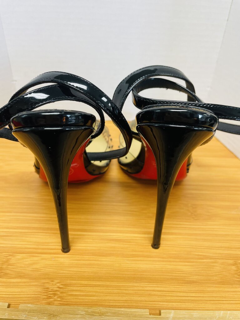 CHRISTIAN LOUBOUTIN PARIS BLACK SPIKAQUEEN RED BOTTOM HEELS