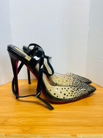 CHRISTIAN LOUBOUTIN PARIS BLACK SPIKAQUEEN RED BOTTOM HEELS