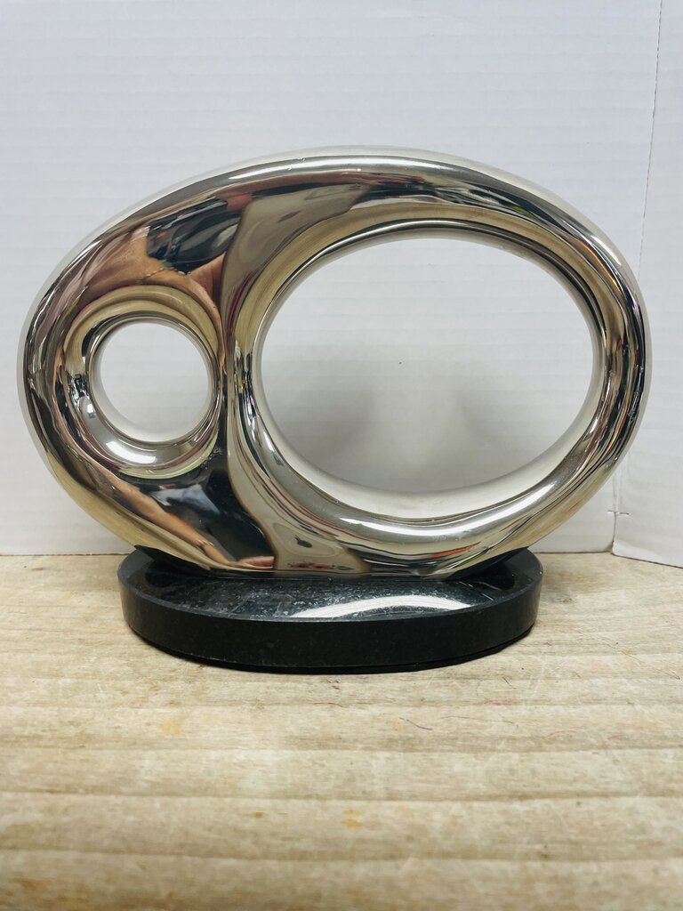 DWELL STUDIOS BY GLOBAL VIEWS SILVER TONE AND MARBLE BASE SCULPTURE
