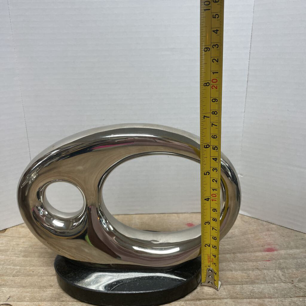 DWELL STUDIOS BY GLOBAL VIEWS SILVER TONE AND MARBLE BASE SCULPTURE