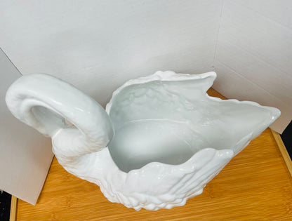 VINTAGE PORTUGAL CERAMIC SWAN PLANTER 12"L 8"W 10.5"H